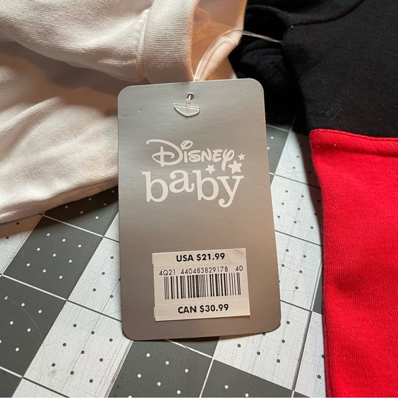 Disney Mickey Mouse Onesie Ears Hat and Mittens Gloves Baby Outfit Costume - Picture 7 of 8